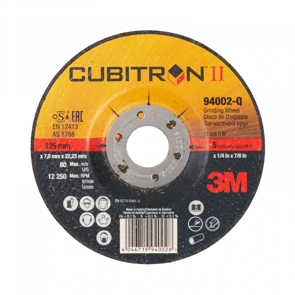 3M™ Cubitron™ II Schruppscheibe, T27, 180 mm x 7 mm x 22 mm, A36