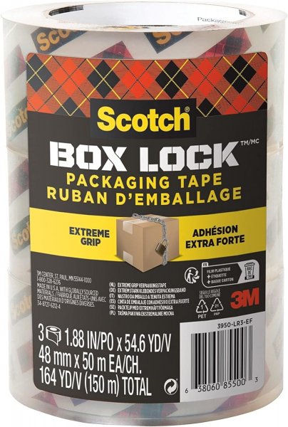 Scotch® Box Lock™ Verpackungsklebeband 3950-LR3-DC, 48 mm x 50 m, 3 Rollen/Packung